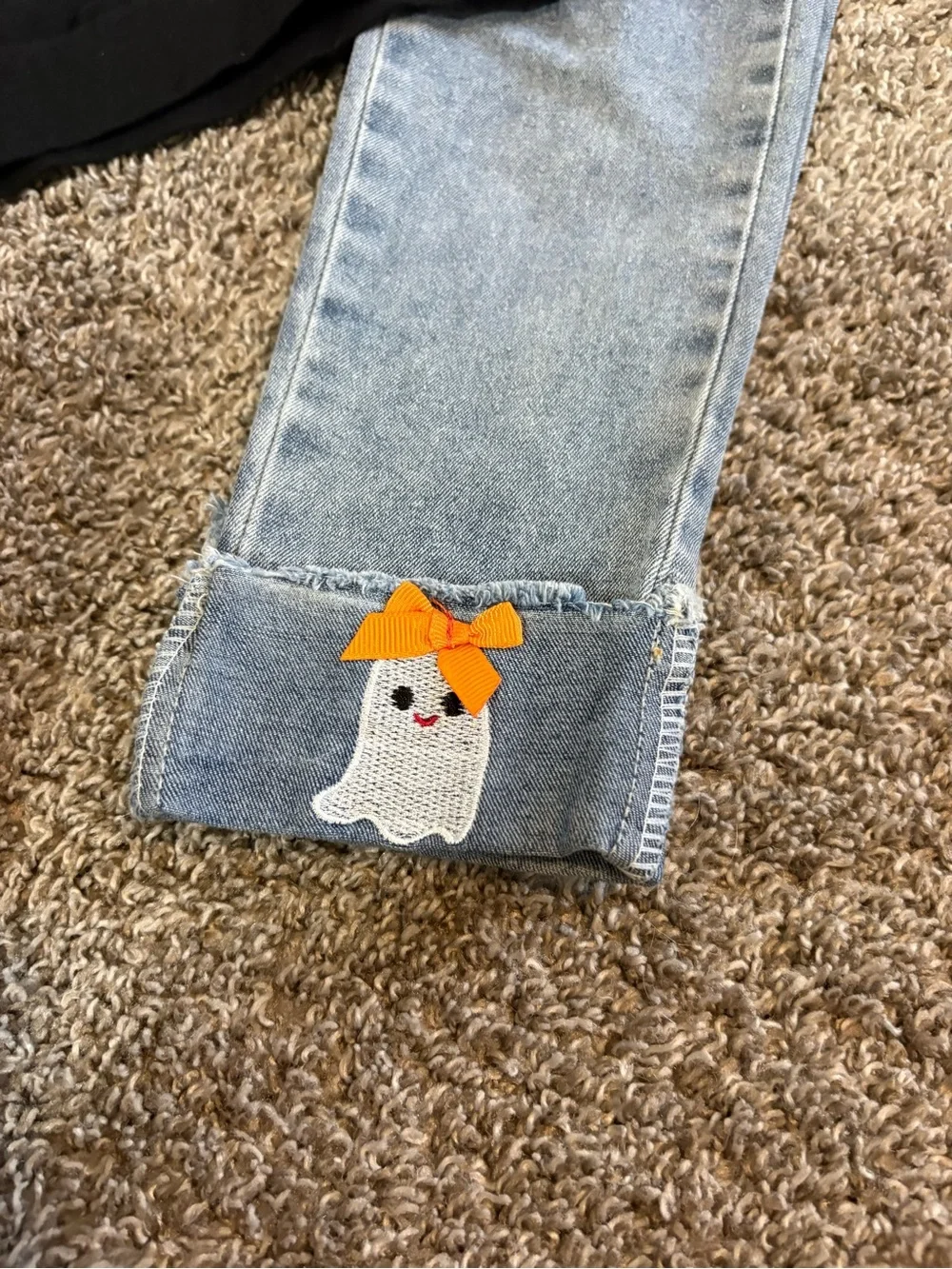 Kids Black Ghost Holiday Matching Set with Orange Accents